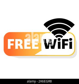 Symbol für kostenloses WiFi-Symbol. Vektor-WLAN-Schild mit Wellenzeichen-Symbol auf weißem Hintergrund Stock Vektor
