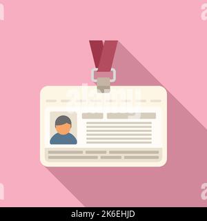 Flacher Vektor für ID-Karten-ID-Symbol. Foto benennen. Bürozugang Stock Vektor