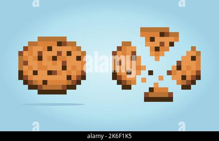 8-Bit-Pixel-Cookies. Nahrung für Spielelemente in Vektordarstellung. Stock Vektor