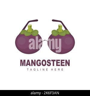 Mangosteen Logo Design, Fresh Fruit Vector für die Hautgesundheit, Fruit Shop Markenillustration und natürliche Hautmedizin Stock Vektor