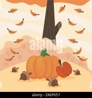 Früchte in der Herbstszene Stock Vektor