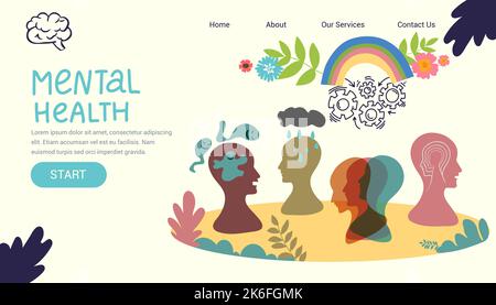 Psychische Gesundheit medizinische Behandlung Vektor Illustration. Facharzt Arbeit, um Psychologie Liebe Therapie für die psychische Gesundheit der Welt zu geben. Für Poster, Flyer Stock Vektor