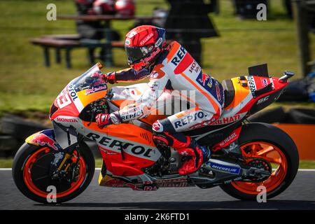 Phillip Island, Australien. 14. Oktober 2022. Freies Training vor dem Animoca Brands Australian Grand Prix der MotoGP auf dem Phillip Island Circuit. 14. Oktober 2022 in Bild: Marc Marquez Entrenamientos libres previos al Gran Premio de MotoGP de Australia en el Circuito Internacional de Phillip Island. 14 de Octubre de 2022 POOL/ MotoGP.com/Cordon die Pressebilder sind nur für redaktionelle Zwecke bestimmt. Obligatorischer Kredit: © motogp.com Kredit: CORDON PRESS/Alamy Live News Stockfoto