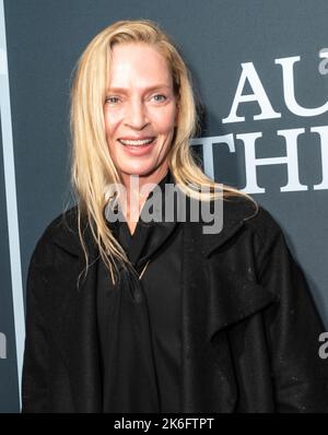 New York, USA. 13. Oktober 2022. Uma Thurman nimmt am 13. Oktober 2022 an der Eröffnungsnacht der Wiederbelebung von August Wilsons The Piano Lesson im Ethel Barrymore Theater in New York Teil. (Foto von Lev Radin/Sipa USA) Quelle: SIPA USA/Alamy Live News Stockfoto