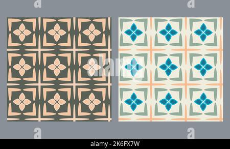 Ethnisches geometrisches Ornament. Set mit 2 nahtlosen Mustern. Elegante Vektorgrafik. Braun, cremeweiß Farben Hintergrund für Einladungen, drucken Stock Vektor