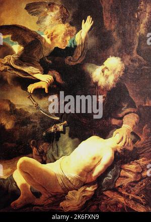 Paolo Veronese (* 1528 in Verona; † 18. Oder 19. April 1588 in Venedig) war ein italienischer Maler. Er gilt als einer der bedeutendsten Meister der Spätrenaissance und der venezianischen Malerei, hier das Gemälde Abraham opfert Isaak, Historisch, digital restaurierte Produktion einer Originalvorlage aus dem 19. Jahrhundert, genau Originaldatum nicht bekannt / Paolo Veronese (* 1528 in Verona; † 18. Oder 19. April 1588 in Venedig) war ein italienischer Maler. Er gilt als einer der wichtigsten Meister der Spätrenaissance und venezianischen Malerei, hier das Gemälde Abraham opfert Isa Stockfoto