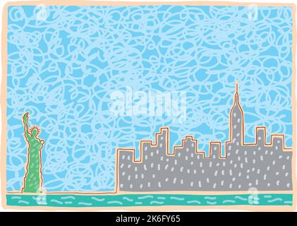 Stilisierte symbolische Illustration von New York, Vektorgrafik. Stock Vektor