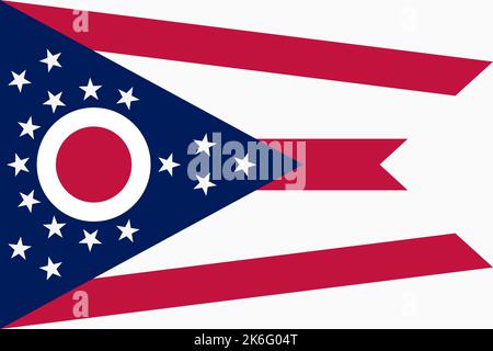 Flagge von Ohio. Banner und patriotisches Symbol. Offizielle Farben. Flache Vektorgrafik. Stock Vektor
