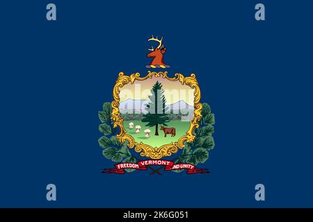 Flagge von Vermont. Banner und patriotisches Symbol. Offizielle Farben. Flache Vektorgrafik. Stock Vektor