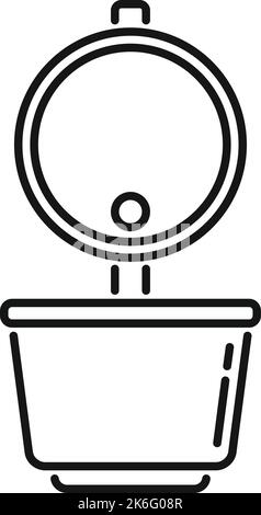 Vektor der Symbolumrissdarstellung der offenen Kaffeekapsel. Cafe Espresso. Aroma trinken Stock Vektor