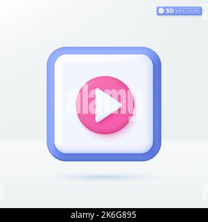 Spielen Symbol Symbole. Musik-Taste, spielen Video oder Audio, Streaming, Multimedia-Konzept. 3D Vektor isoliertes Illustrationsdesign. Cartoon Pastell Minimal st Stock Vektor
