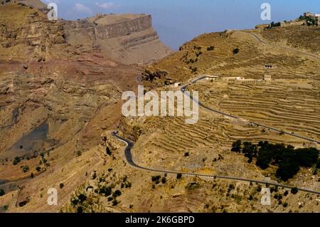 Jemen Blick Auf Einen Teil Der Straße Von Ibb Nach Taiz Stockfoto