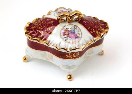 Seltene Vintage Porzellan Süßigkeiten Trinket Box Stockfoto