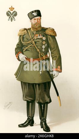 Alexander III. Von Russland, 1845 - 1894, Kaiser von Russland, Chromolithographie von Konstantin von de Grimm, Vanity Fair, 1884 Stockfoto