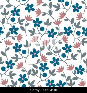 Nahtloses Muster mit Wildblumen in Pastellfarben. Sommer floralen Hintergrund. Stock Vektor