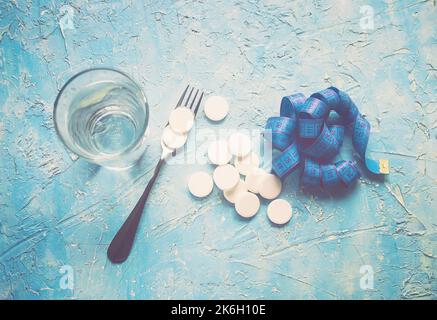 Abnehmen. Selektiver Fokus. Essen und Trinken. Stockfoto