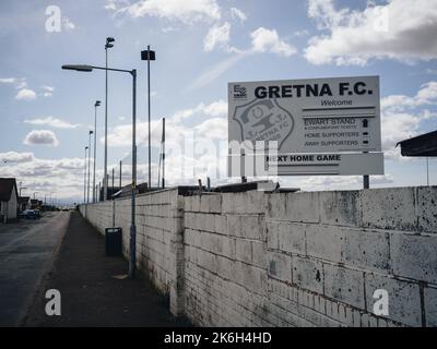 Gretna Football Club ist ein Fußballverein in der Stadt Gretna, Dumfries und Galloway. Stockfoto