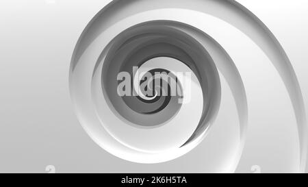 3D Graustufen-Rendering von spiralförmigen Objekten. Ein Werk hyperrealistischer geometrischer Kunst Stockfoto