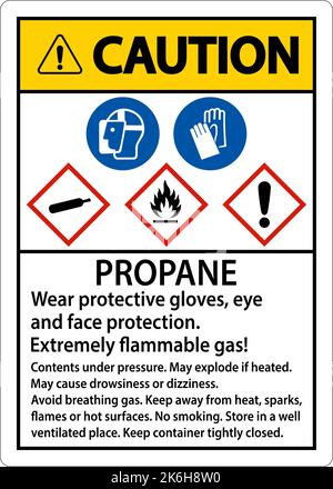 Achtung: Schutzschild für Propan-entzündliches Gas, PPE GHS Stock Vektor