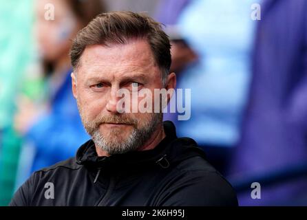 Datei-Foto vom 08-10-2022 von Southampton-Chef Ralph Hasenhuttl, der keine Energie verschwenden wird, sich Sorgen darüber zu machen, ob sein Job in Gefahr ist, da er die Ergebnisse wieder in die richtige Richtung bringen will. Ausgabedatum: Freitag, 14. Oktober 2022. Stockfoto