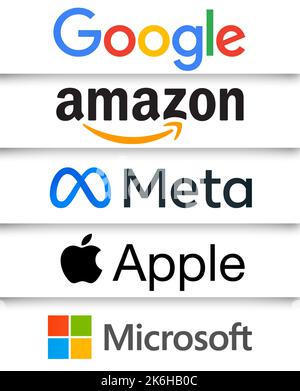 Big Tech – die fünf größten Unternehmen der IT-Branche Stockfoto