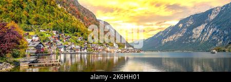 Historische Stadt Hallstatt, Österreich Stockfoto