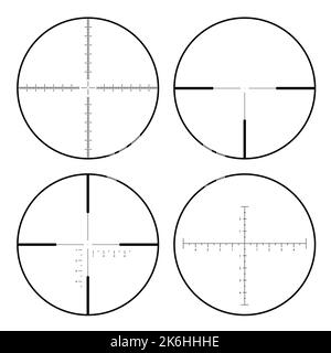 Set von Scharfschützengewehr kreisförmige Visiere mit Fadenkreuz oder Fadenkreuz auf weißem Hintergrund - Vektor Stock Vektor