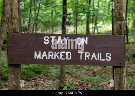 Beschilderung im State Park in alabama Stockfoto