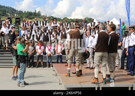 Fête des Guides du Val Montjoie. Saint-Gervais-les-Bains. Haute-Savoie. Auvergne-Rhône-Alpes. Frankreich. Europa. Stockfoto