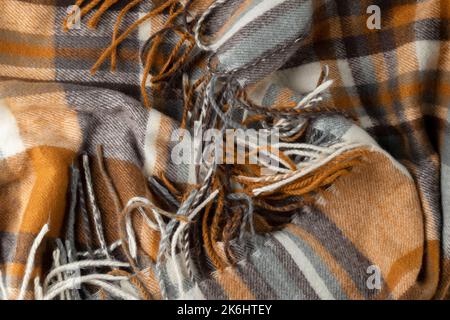 Modisches, nahtloses Wolltuch, warme, moderne Textil-Nahaufnahme Stockfoto