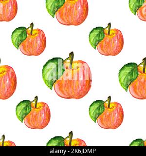 Aquarell rot Apfel nahtlose Muster Hintergrund Stockfoto