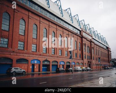 Der Rangers Football Club ist ein Fußballverein mit Sitz in Glasgow. Das Ibrox Stadium, das Heimstadion der Rangers, wurde vom Architekten Archibald Leitch entworfen. Stockfoto