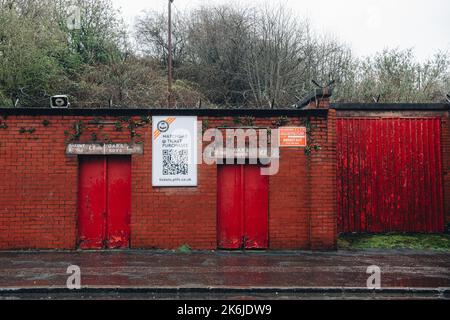 Der Partick Thistle Football Club ist ein Fußballverein aus Glasgow, Schottland. Der Club befindet sich im Firhill Stadium im Maryhill-Viertel der Stadt. Stockfoto