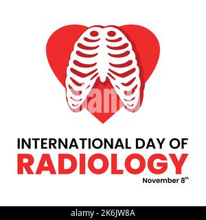 Internationaler Tag der Radiologie. Symbol für menschliche Rippen. Knochen. Flache Vektorgrafik auf weißem Hintergrund isoliert Stock Vektor