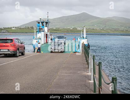 Valentia Island Ferry Ankunft in Knightstown auf Valentia Island, County Kerry, Irland Stockfoto