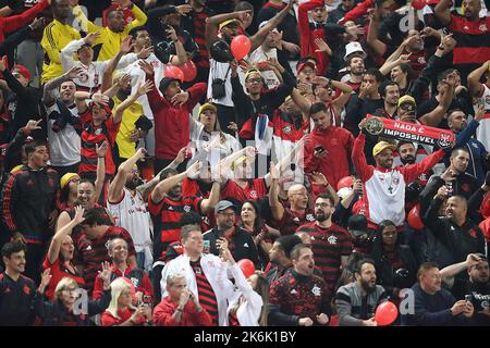 Sao Paulo, Brasilien. 14. Oktober 2022. 12.. Oktober 2022; Arena Corinthians Stadium, Sao Paulo, Brasilien; Final Copa do Brasil 2022, Corinthians versus Flamengo; Supporters of Flamengo Credit: Action Plus Sports Images/Alamy Live News Stockfoto