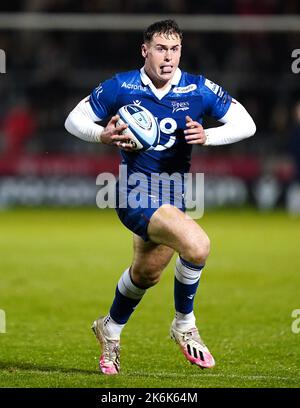 Sale Sharks' Tom Roebuck während des Spiels der Gallagher Premiership im AJ Bell Stadium, Salford. Bilddatum: Freitag, 14. Oktober 2022. Stockfoto