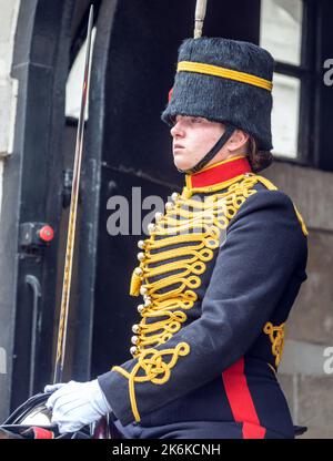 Soldaten der Königstruppe Royal Horse Artillery London Großbritannien Stockfoto