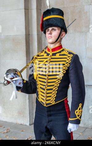 Soldaten der Königstruppe Royal Horse Artillery London Großbritannien Stockfoto