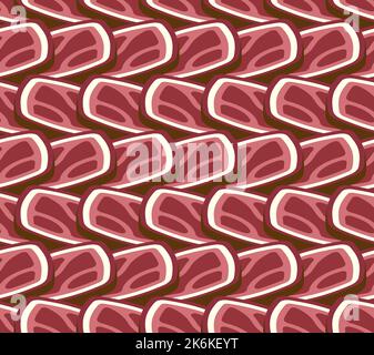 Gehärtetes Fleisch Scheiben Muster nahtlos . Fleisch Delikatesse Hintergrund Stock Vektor