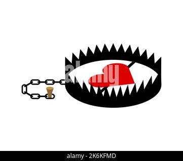 Liebe in der Falle. Herz in der Mausefalle. Vektorgrafik Stock Vektor