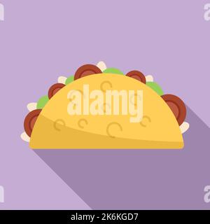 Flacher Vektor mit Taco Burrito-Symbol. Mexikanisches Essen. Gekochte Mahlzeit Stock Vektor