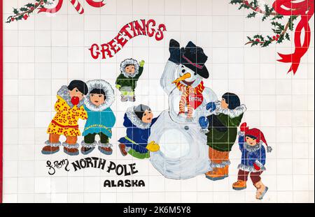 Weihnachtsfeiertage Illustrationen zu Gebäuden am Nordpol; Alaska; USA Stockfoto