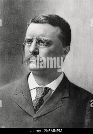 Ein Porträt von Präsident Theodore Roosevelt, der 26. Präsident der USA war. Stockfoto