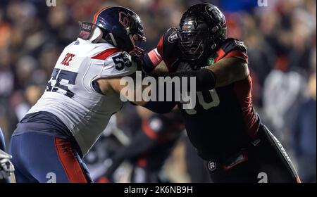 Kanada. 14. Oktober 2022. (Ottawa, Kanada ---14. Oktober 2022) o40 in einer regulären Saison Canadian Football League (CFL) Spiel zwischen den Montreal Alouettes an den Ottawa Redblacks. Quelle: Sean Burges/Alamy Live News Stockfoto