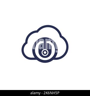 ip-Kamera und ein Cloud-Symbol auf Weiß Stock Vektor
