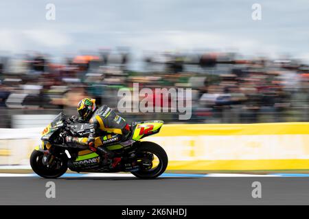 Phillip Island, Australien, 15. Oktober 2022. Maverick Vinales aus Spanien auf dem Aprilia Racing Aprilia während des MotoGP-Qualifyings beim australischen MotoGP 2022 auf dem Phillip Island Circuit am 15. Oktober 2022 in Phillip Island, Australien. Kredit: Dave Hewison/Speed Media/Alamy Live Nachrichten Stockfoto