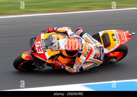 Phillip Island, Australien, 15. Oktober 2022. Marc Marquez aus Spanien im Repsol Honda Team Honda während des MotoGP-Qualifyings beim australischen MotoGP 2022 auf dem Phillip Island Circuit am 15. Oktober 2022 in Phillip Island, Australien. Kredit: Dave Hewison/Speed Media/Alamy Live Nachrichten Stockfoto