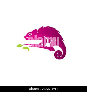 chameleon-Logo-Vektor mit violettem Farbdesign Stock Vektor