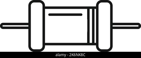 Konturenvektor für Kondensator-Symbol. Elektrischer Schaltkreis. Chip in der Mitte Stock Vektor